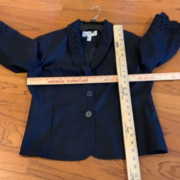 Lana Lee 6-petite blazer button up black jacket with detall collar & sleeves - Picture 6 of 6